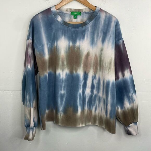 Boho Tie Dye Long Sleeve Sweatshirt size Medium with raw hem - Picture 1 of 11